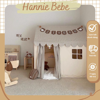 [SẴN] Lều Vải Khung Gỗ Hàn Quốc Cho Bé Combo Full Lều + Nệm + Đèn + Cờ