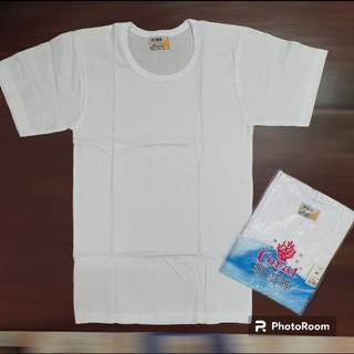 Áo thun lá nam San Hô (Coral) màu trắng ba lỗ và có tay 100% Cotton Size từ 45 - 90kg