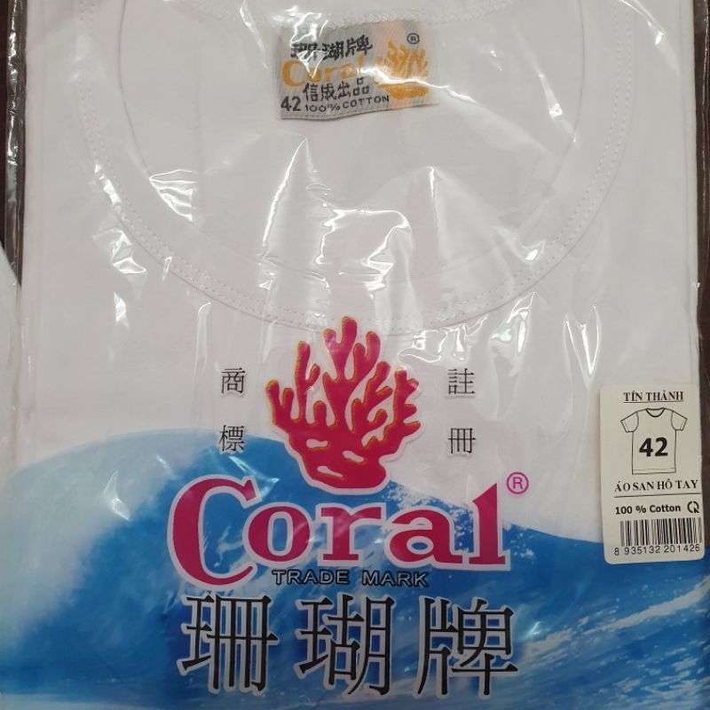 Áo thun lá nam San Hô  màu trắng ba lỗ và có tay 100% Cotton