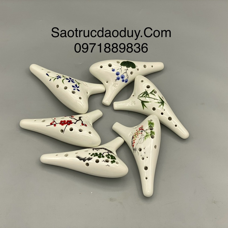 Ocarina sứ 12 lỗ tone AC (đô) | Nhạc cụ gốm sứ Trung Hoa
