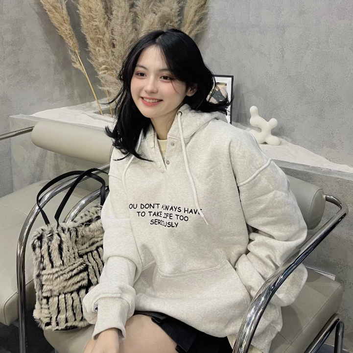 Áo Hoodie chui đầu SERIOUSLY 2 nút bấm nỉ cotton lót bông form unisex brand Calem Club