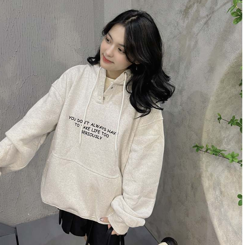 Áo Hoodie chui đầu SERIOUSLY 2 nút bấm nỉ cotton lót bông form unisex brand Calem Club