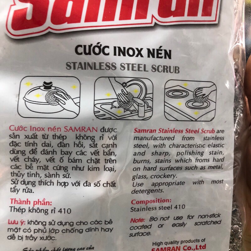 Gói 6 miếng cước rửa chén inox Samran