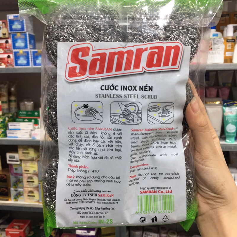 Gói 6 miếng cước rửa chén inox Samran