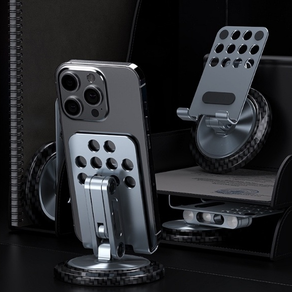 Giá đỡ đế gỗ tự nhiên và vân carbon cho điện thoại iPhone, máy tính bảng iPad chân xoay 360 - L68 L69 Vu Studio