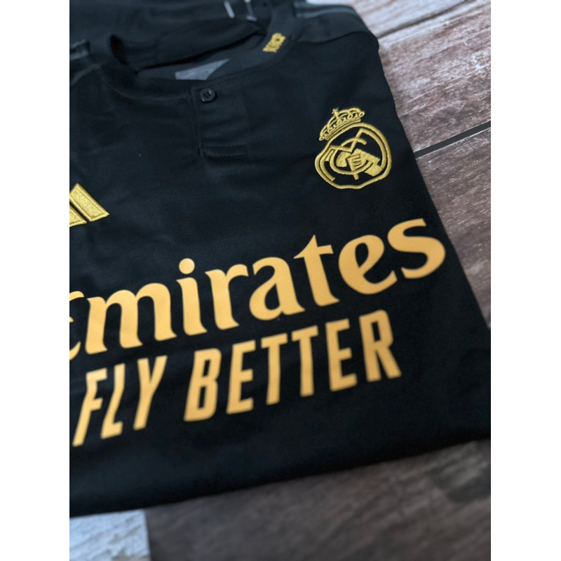 Bộ Áo đấu bóng đá cao cấp Clb Real Madrid 23/24 sân khách mẫu thứ 3 màu đen vải thái full patch