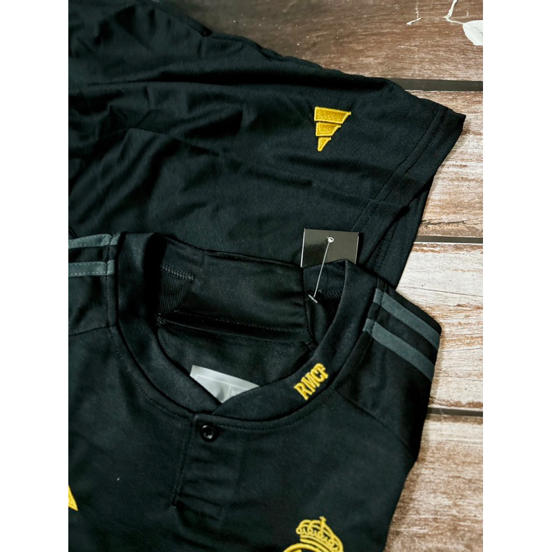 Bộ Áo đấu bóng đá cao cấp Clb Real Madrid 23/24 sân khách mẫu thứ 3 màu đen vải thái full patch