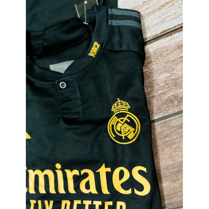 Bộ Áo đấu bóng đá cao cấp Clb Real Madrid 23/24 sân khách mẫu thứ 3 màu đen vải thái full patch