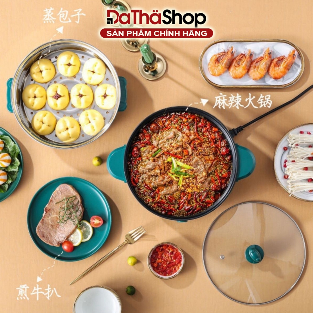 Nồi Lẩu Điện SHANBAN 2 Tầng Kèm Khay Hấp Inox 2.2L Chiên Xào Chống Dính Cao Cấp 26 cm