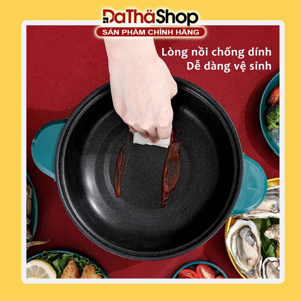 Nồi Lẩu Điện SHANBAN 2 Tầng Kèm Khay Hấp Inox 2.2L Chiên Xào Chống Dính Cao Cấp 26 cm