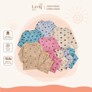 Bộ quần áo dài tay thun gân cho trẻ em trai gái 8-18kg set bộ tay dài thu đông cho bé trai gái bộ gân