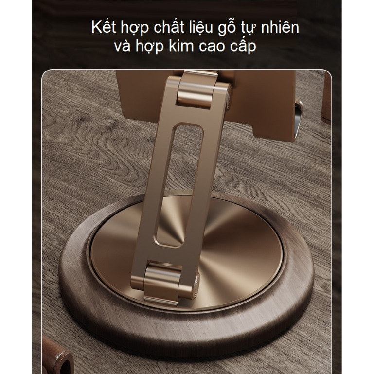 Giá đỡ đế gỗ tự nhiên và vân carbon cho điện thoại iPhone, máy tính bảng iPad chân xoay 360 - L68 L69 Vu Studio