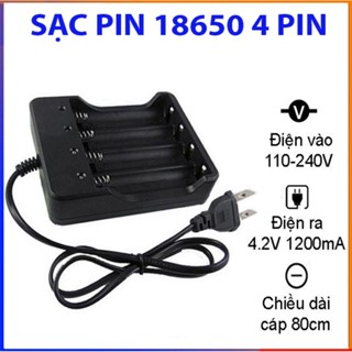  Sạc pin 18650 4 pin 3.7-4.2V phích cắm tiện lợi có đèn báo đầy tự ngắt Cổng sạc pin 4 cổng tự động 