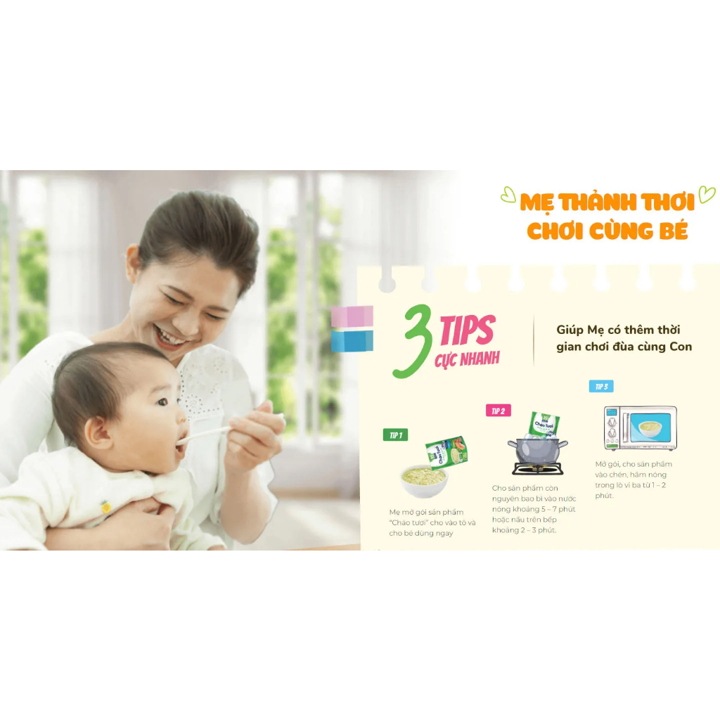 Lốc 33 - Combo 3 Cháo Tươi Baby Sài Gòn Food 240g (Thịt Bằm, Bò, Cá Hồi)