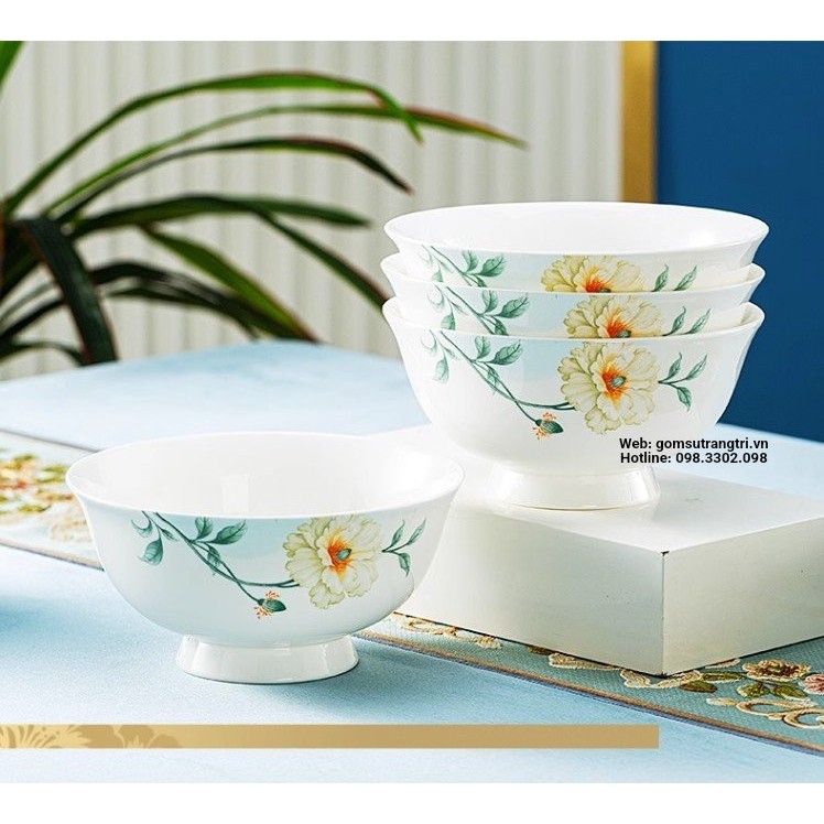 BỘ BÁT ĐĨA SỨ XƯƠNG CAO CẤP - HOA XUÂN