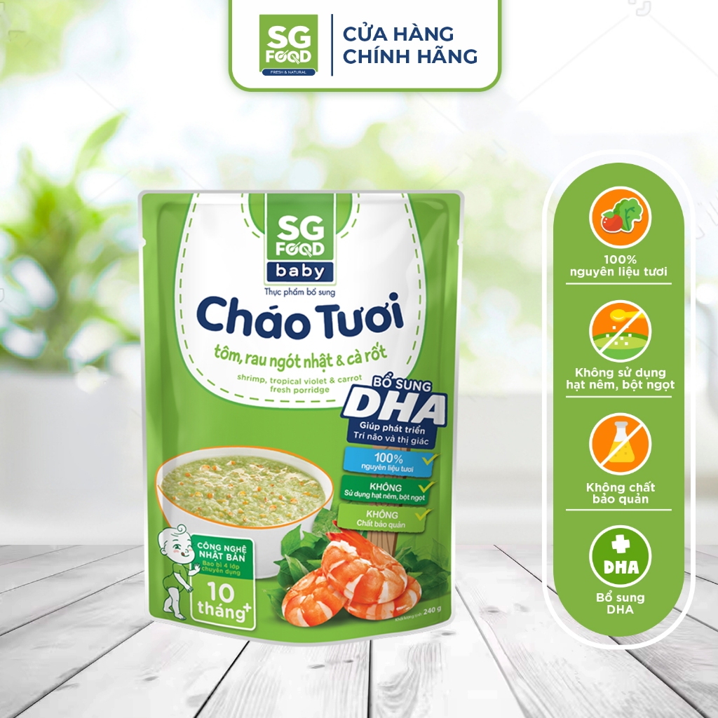 Thùng 30 Gói Cháo tươi baby Sài Gòn Food đầy đủ 6 vị thơm ngon 240g