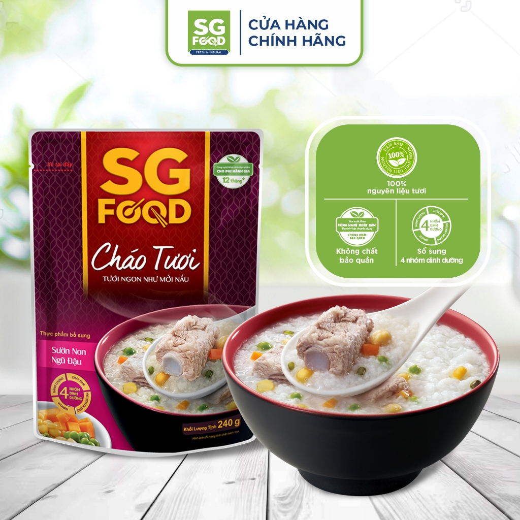 Thùng 30 gói Cháo Tươi Sài Gòn Food đủ vị 240g