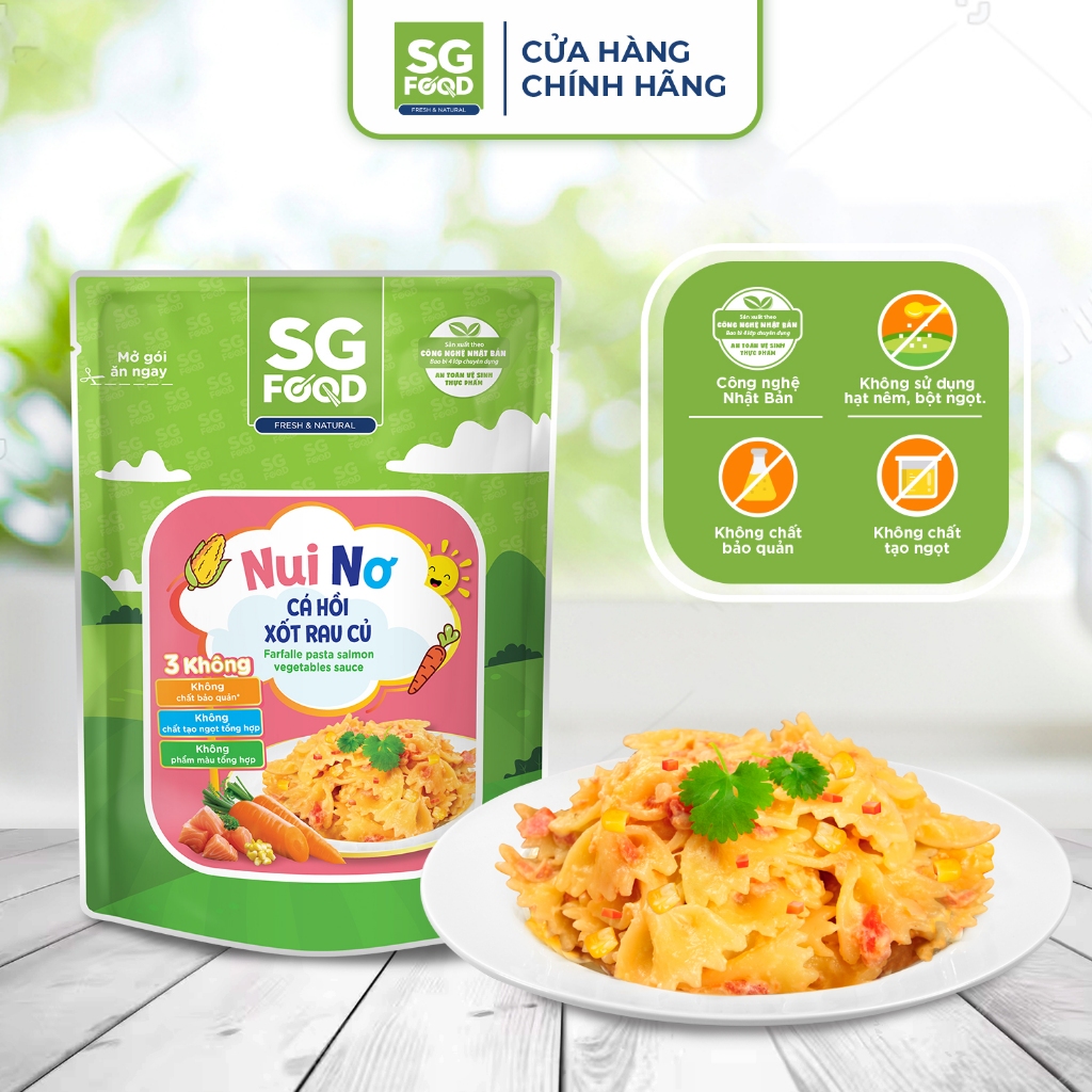 Nui nơ cá hồi xốt rau củ Sài Gòn Food 200g