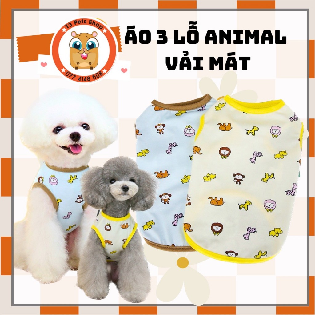 áo ba lỗ animal vải mát dành cho chó mèo