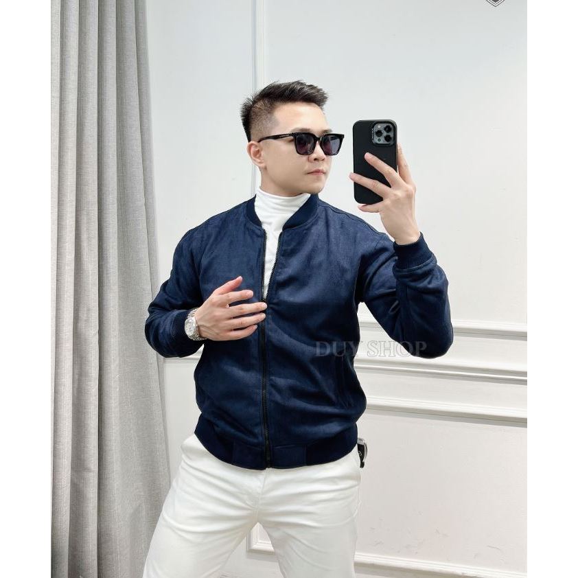 Áo khoác da lộn Bomber trẻ trung, chất liệu co dãn siêu bền 224 HIDO DUYSHOP Menswear