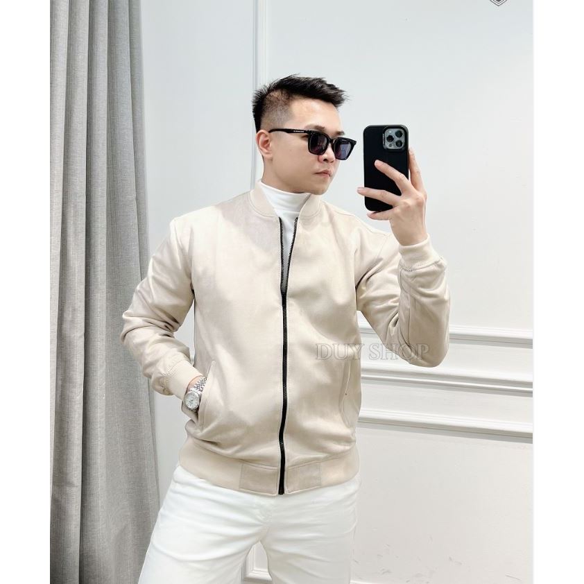Áo khoác da lộn Bomber trẻ trung, chất liệu co dãn siêu bền 224 HIDO DUYSHOP Menswear