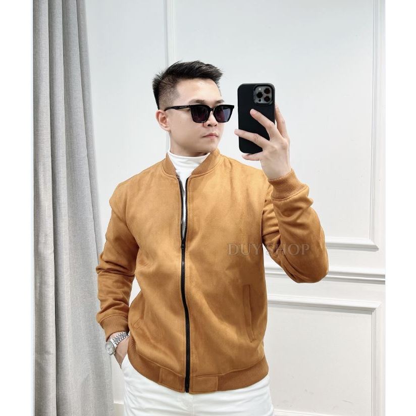 Áo khoác da lộn Bomber trẻ trung, chất liệu co dãn siêu bền 224 HIDO DUYSHOP Menswear