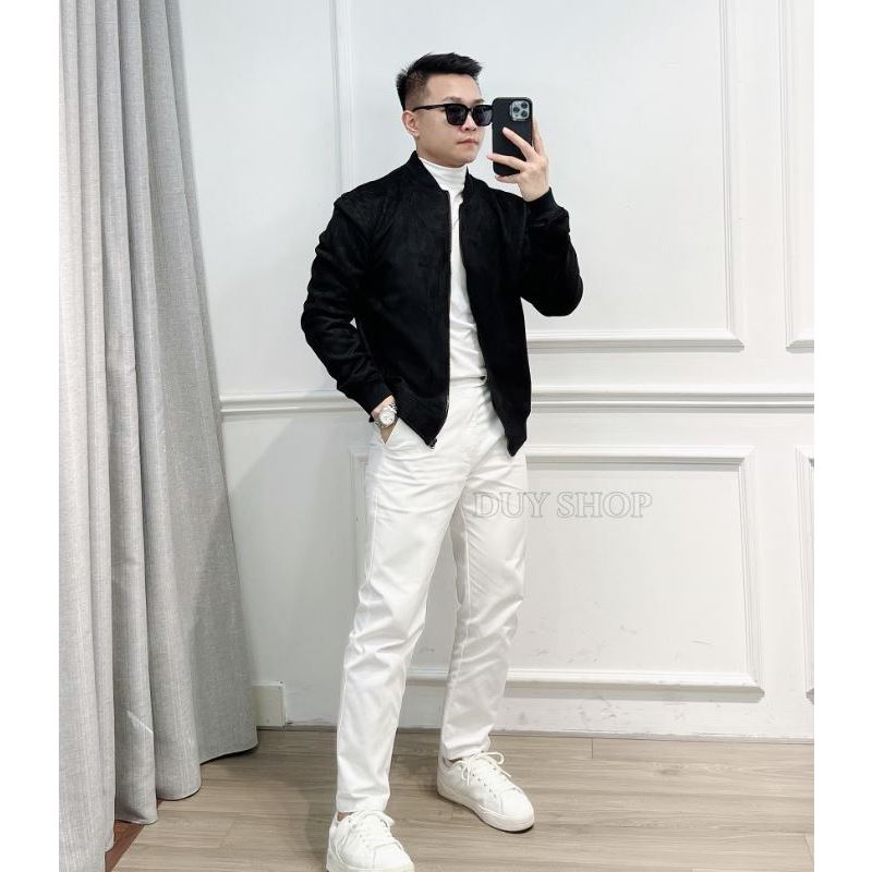 Áo khoác da lộn Bomber trẻ trung, chất liệu co dãn siêu bền 224 HIDO DUYSHOP Menswear