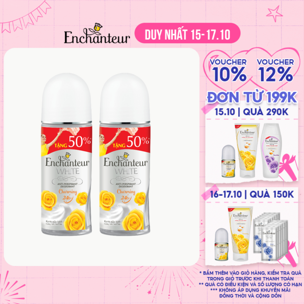 Combo 2 lăn khử mùi trắng da Enchanteur Charming 75ml