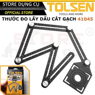 Thước đo định vị cắt gạch, thước đo chính xác lỗ khoan - điều chỉnh đa góc thước gập 6 đoạn tolsen 41045