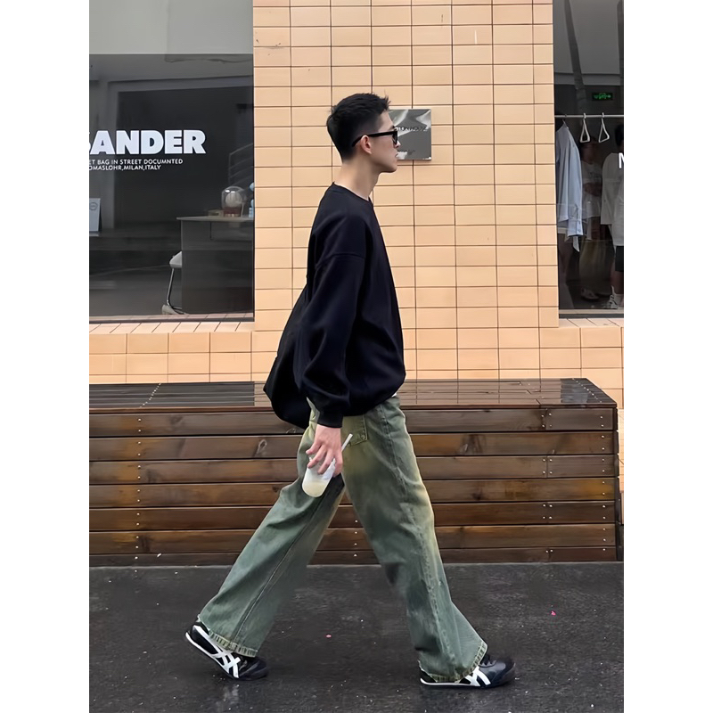 Áo sweater nỉ trơn lót bông AMOR STUDIO dày dặn unisex size tới 85kg