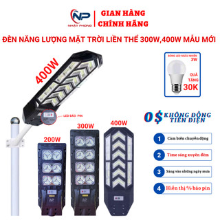 Đèn Năng Lượng Mặt Trời Sân Vườn Liền Thể Đơn 200W,300W Mẫu Mới,Cảm Biến Chuyển Động,Điều Khiển Từ Xa BH 2 năm