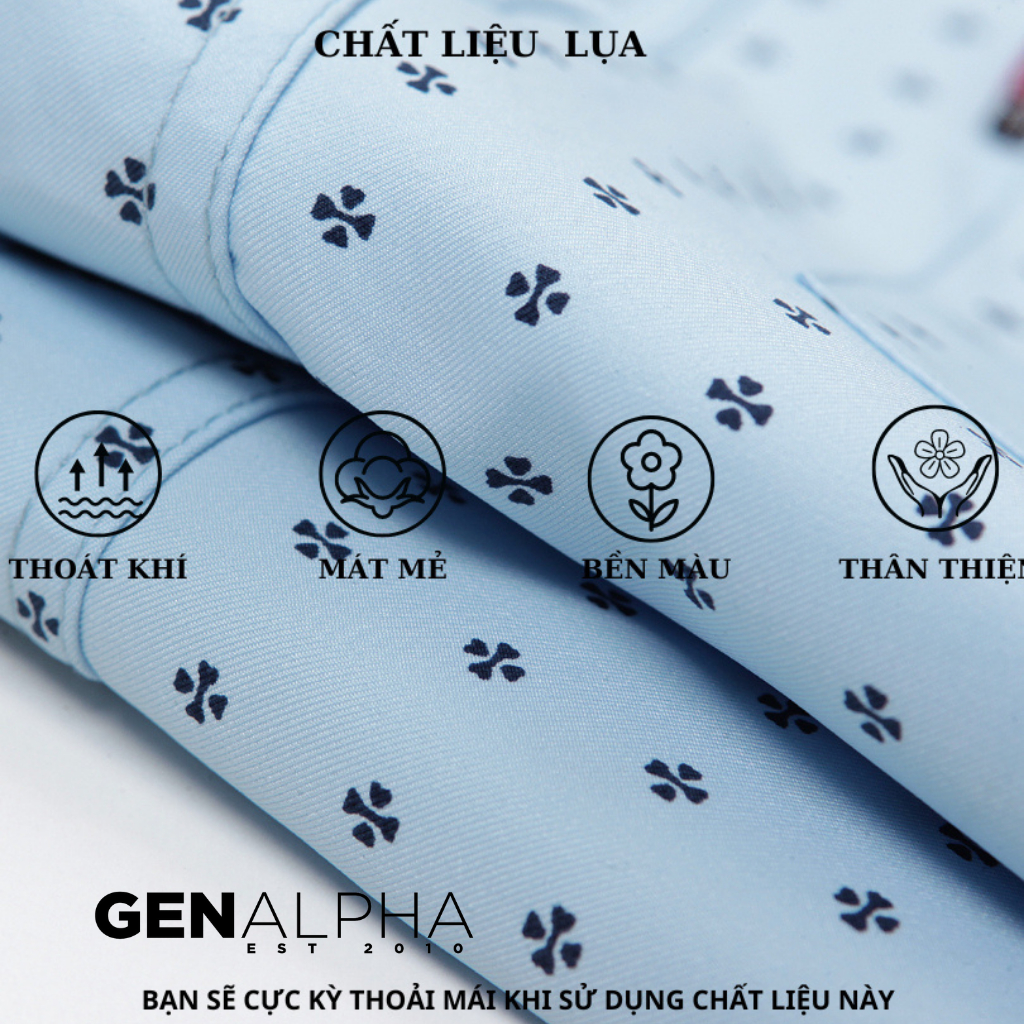 Áo sơ mi nam tay ngắn một túi form rộng GENALPHA vải lụa co giãn mềm mịn form rộng classic GEN559