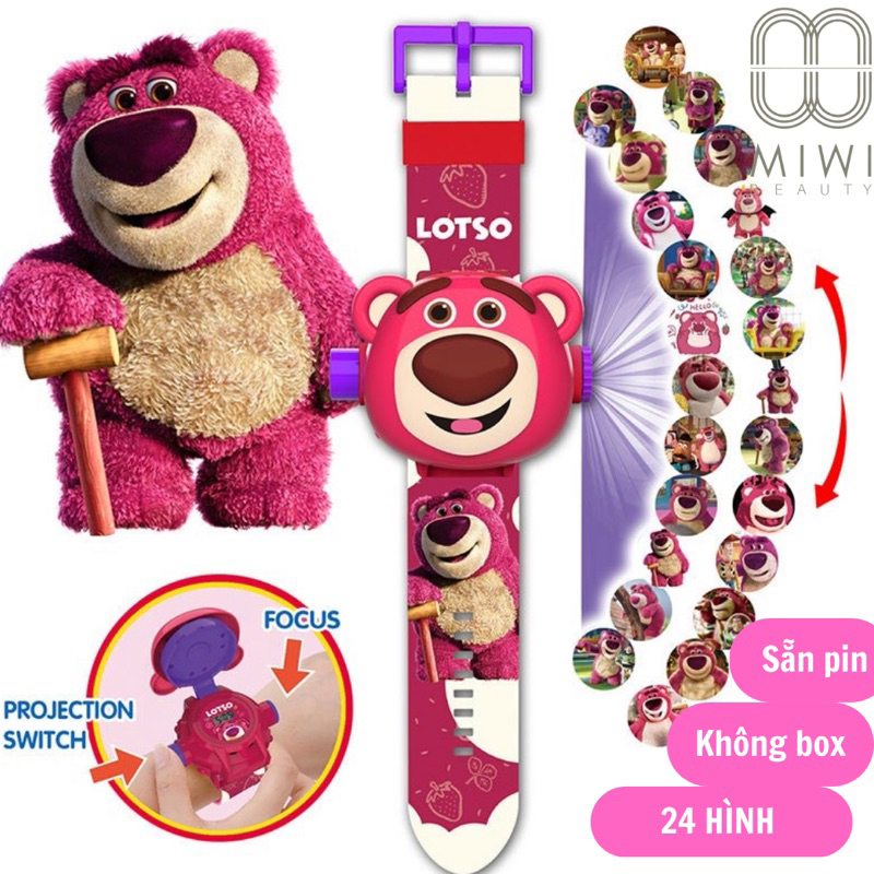 Đồng Hồ Gấu Dâu Đeo Tay - Đồng Hồ Điện Tử Chiếu Hình 3d Dễ Thương Đáng Yêu Giá Rẻ Cho Bé