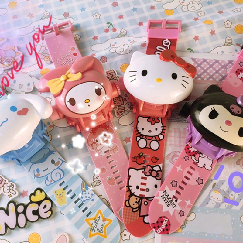 Đồng Hồ Gấu Dâu Đeo Tay - Đồng Hồ Điện Tử Chiếu Hình 3d Dễ Thương Đáng Yêu Giá Rẻ Cho Bé