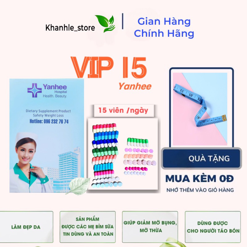 Giảm cân VIP 15 YANHEE THAILAND giảm béo tan mỡ bụng mạnh 15viên/Ngày
