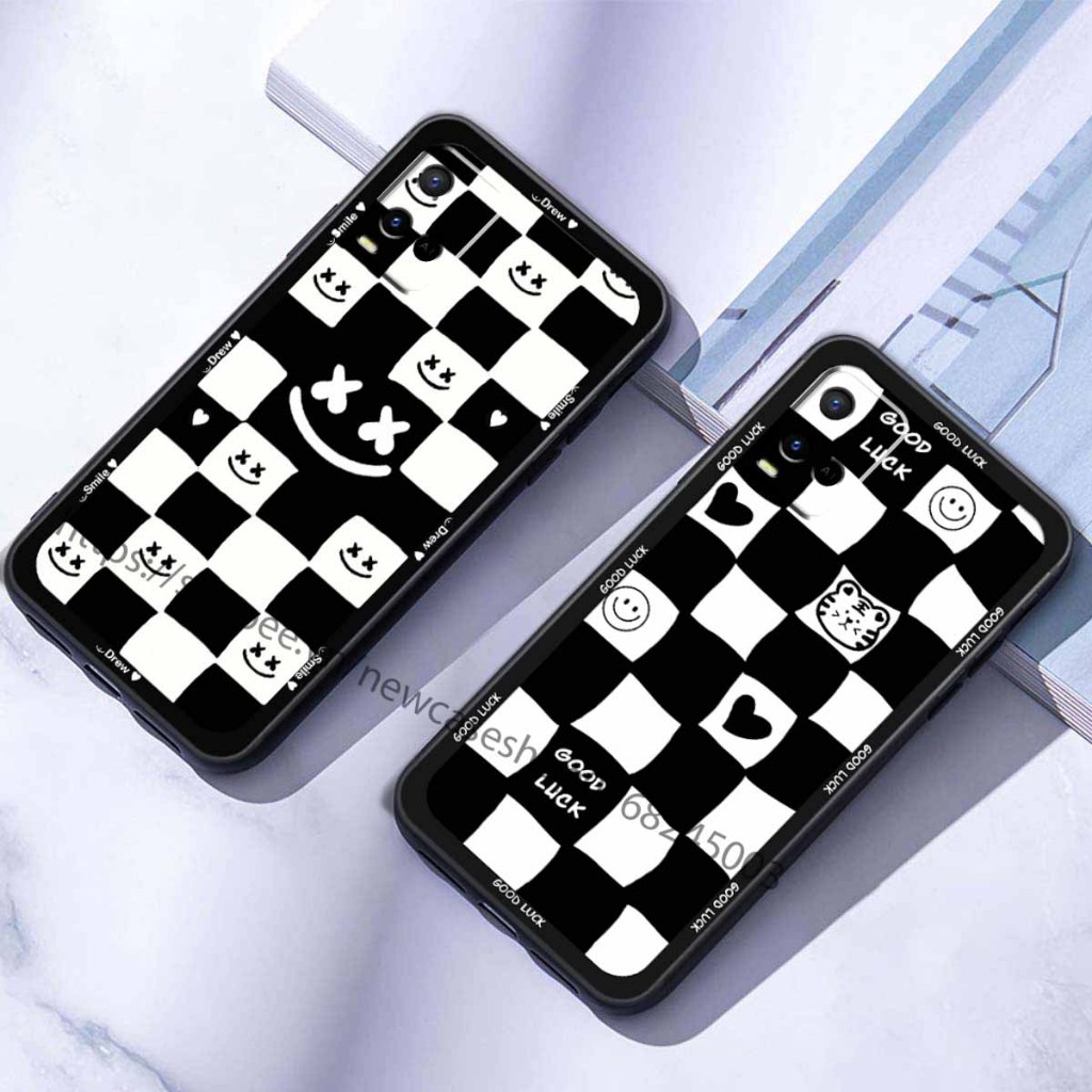 Ốp TPU Vivo Y21 / Y21S / Y33S cạnh viền vuông bảo vệ điện thoại hình caro good love.