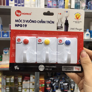 Móc dán tường 3 vuông chấm tròn hofaco hpg19 chính hãng