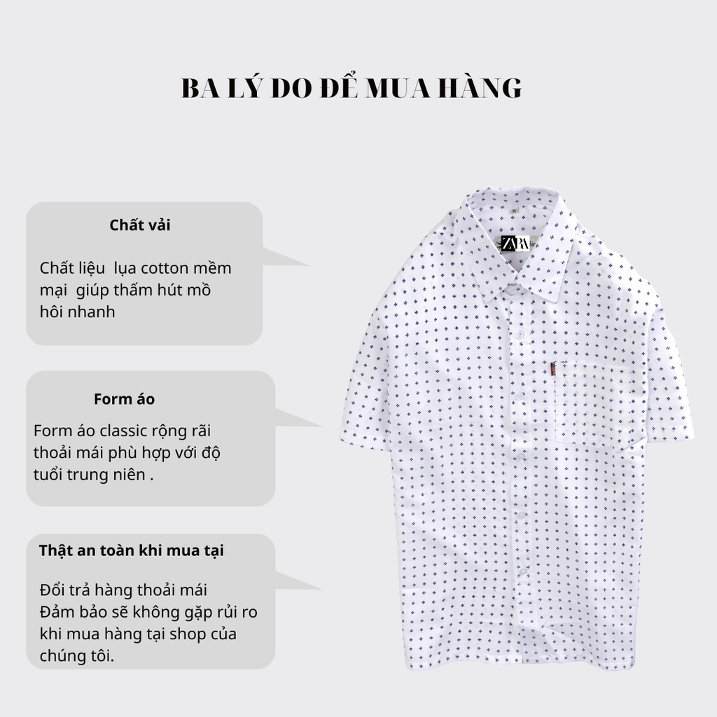 Áo sơ mi nam ngắn tay trung niên vải lụa mềm mịn co giãn form rộng có túi GEN ALPHA, sơ mi tay ngắn trung niên GEN1425