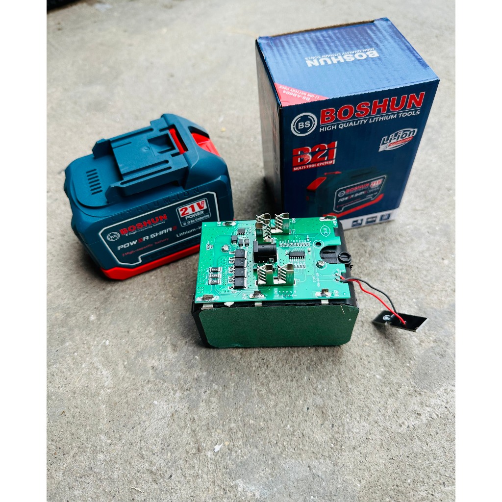 Pin Boshun ABS 21V 15 Cell 6Ah- Mạch 4 mosfet BOSHUN_BS-AB604 - Pin máy khoan, máy mài, máy siết chân pin phổ thông