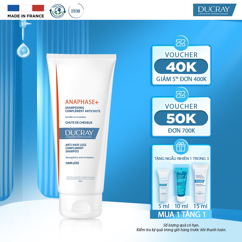 Dầu gội bổ sung dưỡng chất ngăn rụng tóc Ducray Anaphase+ Shampoo 200ml