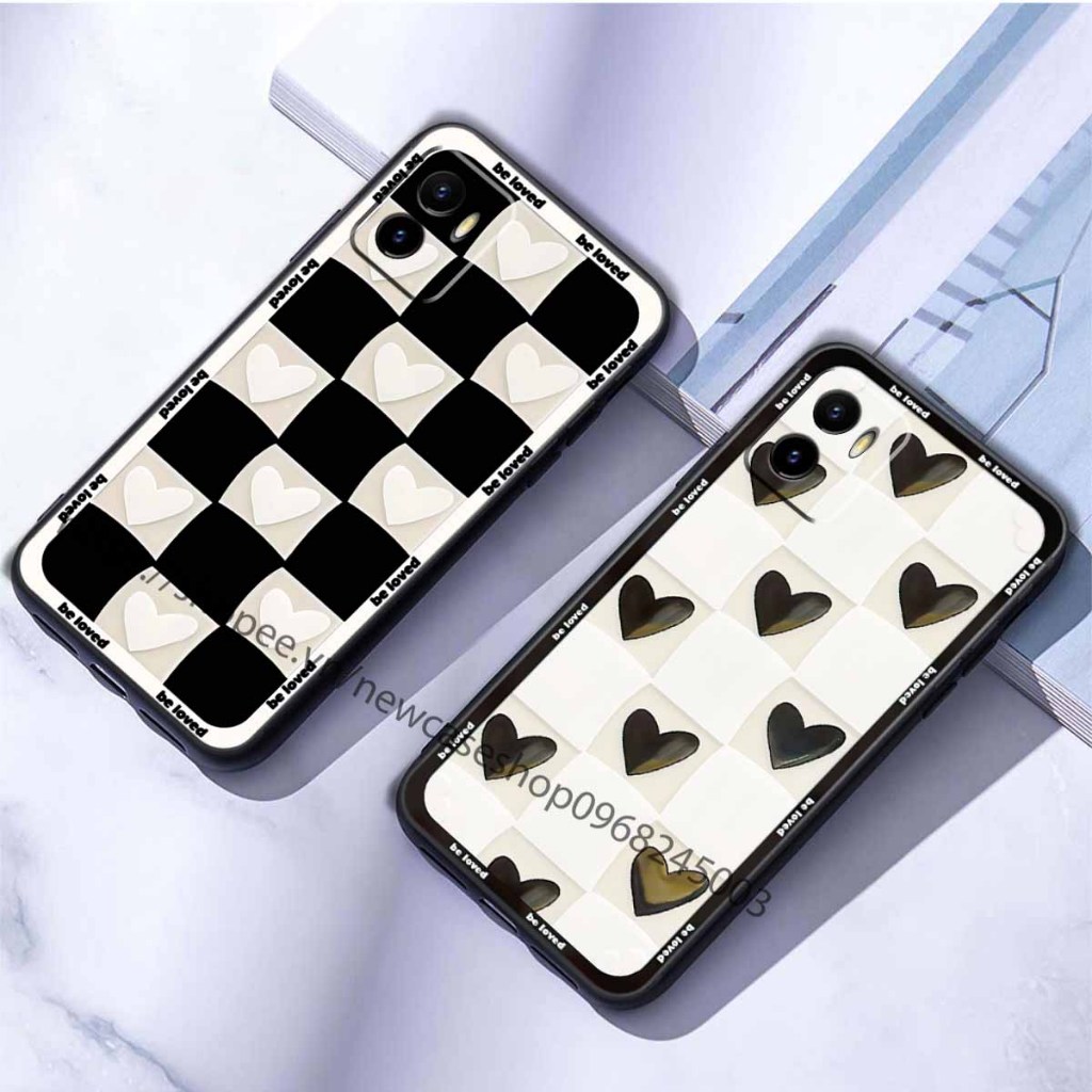 Ốp TPU Vivo Y01 / Y15S / Y15A cạnh viền vuông bảo vệ điện thoại hình caro good love.