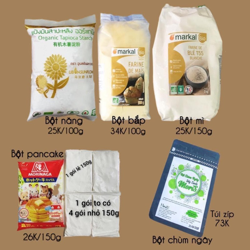 (Tách lẻ) BỘT MÌ, BỘT BẮP, BỘT NĂNG HỮU CƠ (date: 2024)