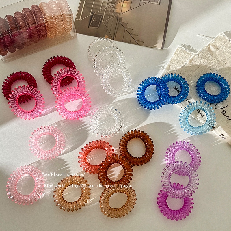 Hộp 9 dây buộc tóc lò xo đủ màu phong cách Hàn Quốc