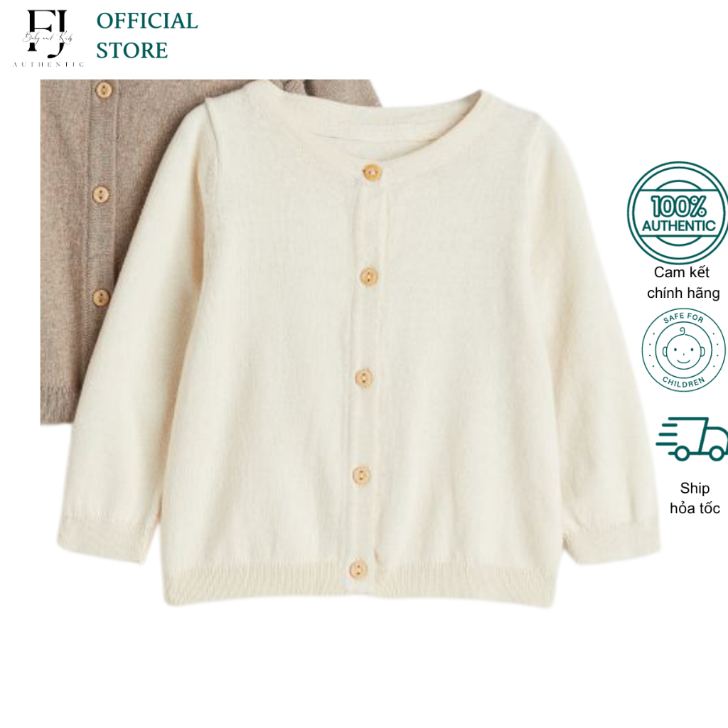 Áo khoác thu đông bé gái HM áo cardigan len chất liệu cotton chính hãng cho bé 9 tháng đến 4 tuổi