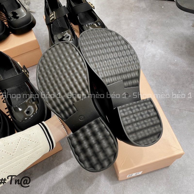 Giày búp bê miu quai ngang mũi tròn viền pha đế vuông fullbox