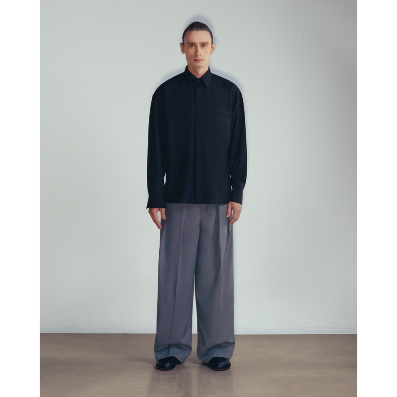 GIAN SAIGON - Áo sơ mi tay dài túi cơi - Tailored Fit Bamboo Shirt - Màu Đen