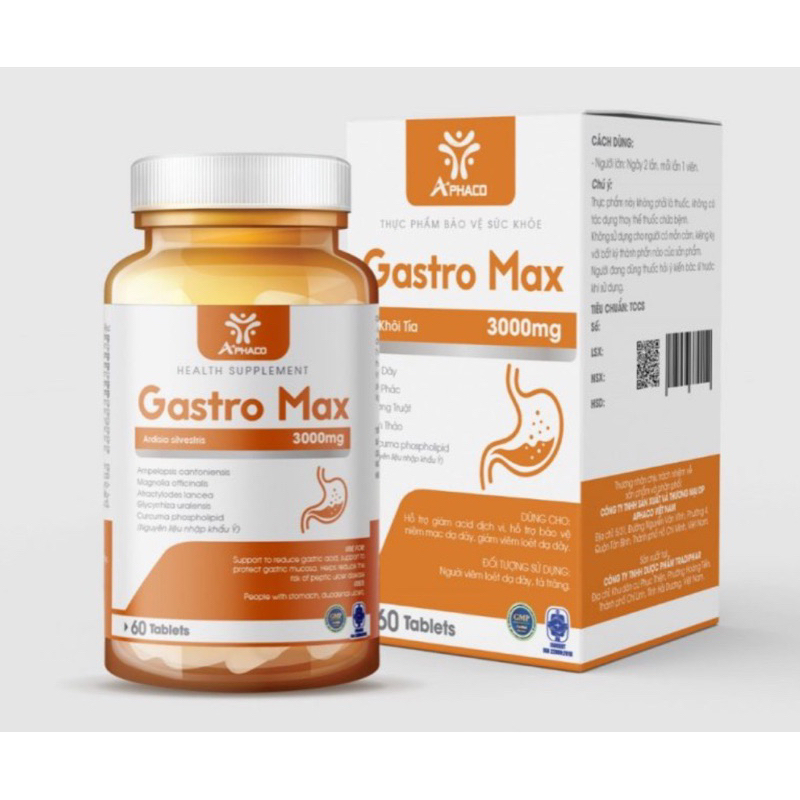 Gastro Max - Trào ngược dạ dày, ợ hơi, ợ chua, buồn nôn -Nguyên liệu nhập khẩu Ý