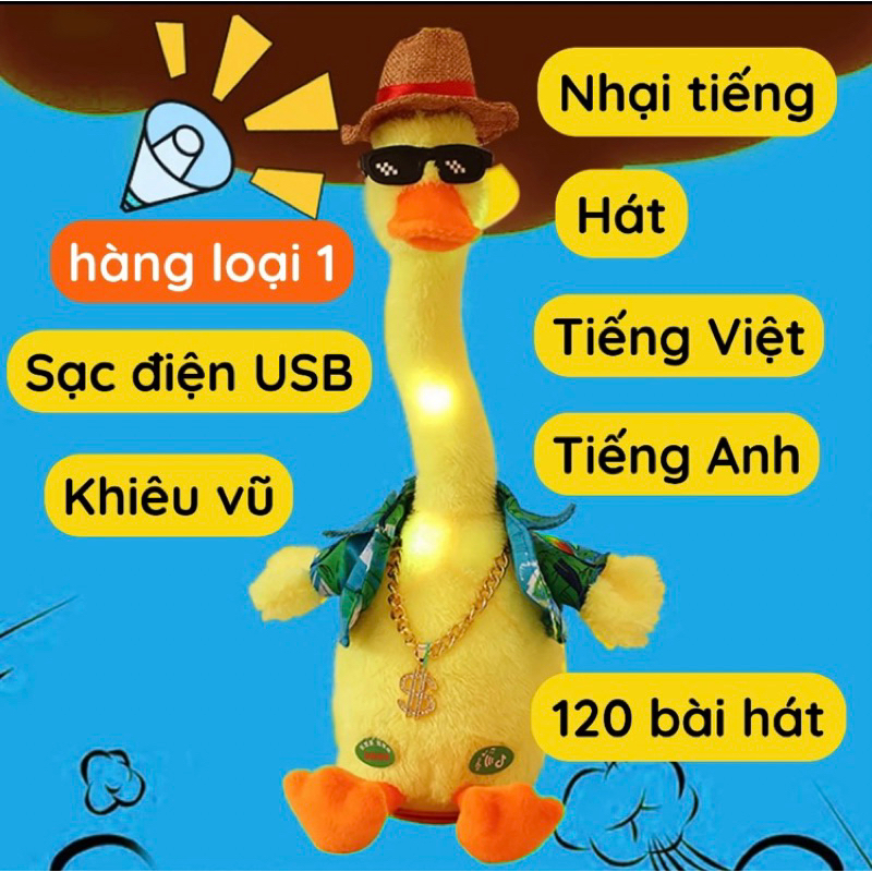 Đồ chơi vịt nhồi bông biết nhảy múa, hát và nhại giọng nói cho bé