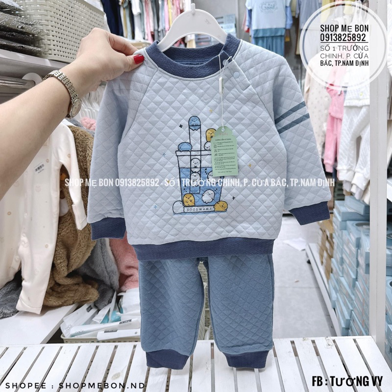 Bộ nỉ dài tay Goodmama mềm ấm cho bé trai, bé gái