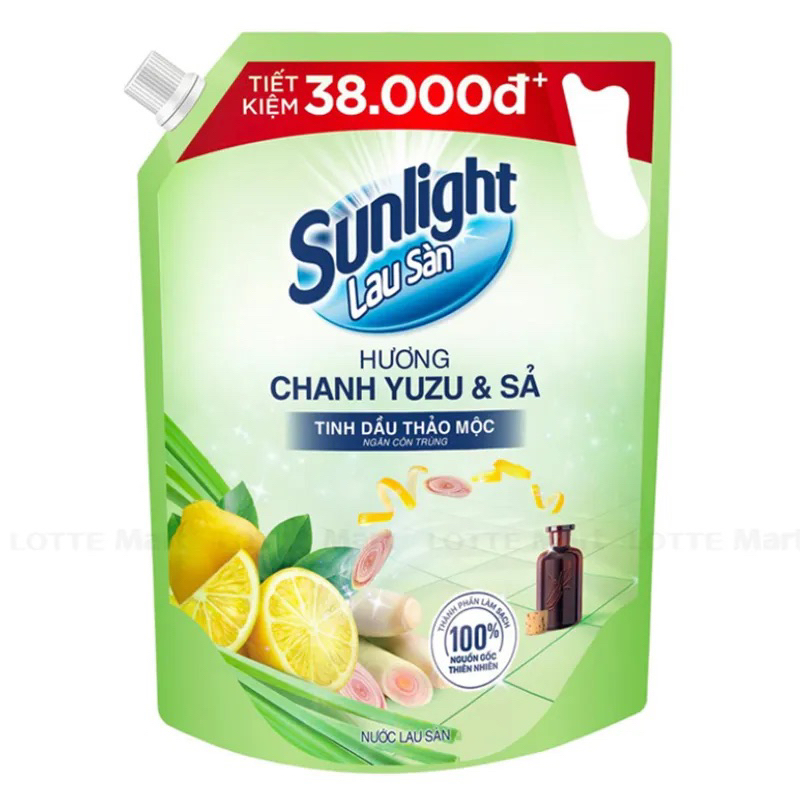 Túi 3,4kg nước lau sàn Sunlight chanh Yuzu & sa